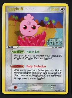 Igglybuff HP 21/100 - Reverse Holo Stamped Crystal Guardians 🏝 Pokemon 2006 - Image 1