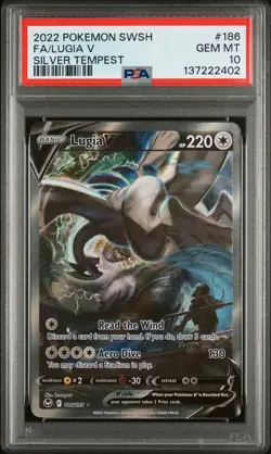 2022 POKEMON SWORD & SHIELD SILVER TEMPEST #186 FULL ART/LUGIA V PSA 10 - Image 1