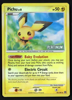 Pichu MP 45/100 - Reverse Holo Burger King Promo Stormfront 🏝 Pokemon 2008 - Image 1