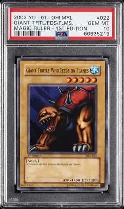 2002 YU-GI-OH! MRL-MAGIC RULER #022 GIANT TURTLE WHO FEEDS ON FLAMES PSA 10 - Image 1