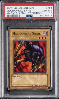 2002 YU-GI-OH! MRL-MAGIC RULER 1ST EDITION #021 MECHANICAL SNAIL PSA 10 - Image 1