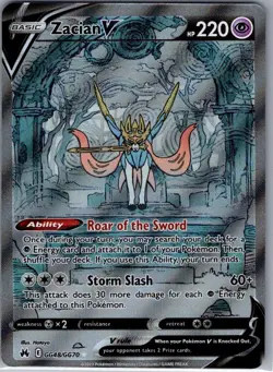 Zacian V GG48/GG70 Crown Zenith: Galarian Gallery - Pokemon Card - NM - Image 1