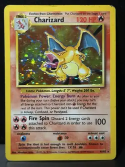 Charizard 4/102 Base Set Rare Unlimited Holo Pokemon Card MP - Image 1