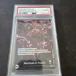 2025 ONE PIECE ENGLISH VERSION 2ND ANV SET #081 MARSHALL D. TEACH PSA 10 - Image 1