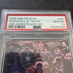 2025 ONE PIECE ENGLISH VERSION 2ND ANV SET #081 MARSHALL D. TEACH PSA 10 - Image 2