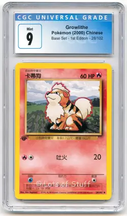 CGC 9 MINT Chinese Growlithe Base Set 1st Edition Pokemon Card 28/102 2000 -13 - Image 1