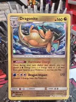 Pokemon Dragonite Unified Minds 151/236 Rare Card Pokemon TCG Cracked Ice Holo - Image 1