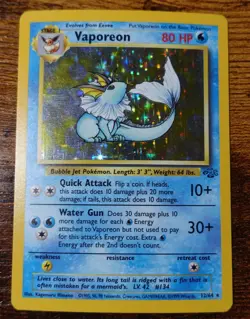 Vaporeon 12/64 Holo Jungle Set Rare Pokemon Card LP/MP^ - Image 1
