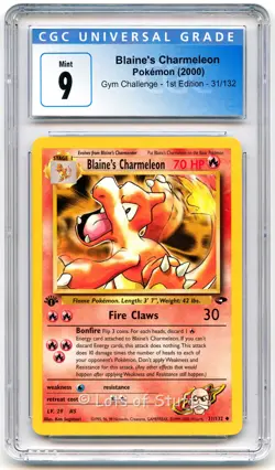 CGC 9 MINT Blaine's Charmeleon Gym Challenge 1st Edition 2000 Pokemon 31/132 -62 - Image 1