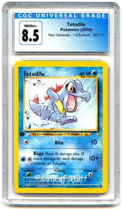 CGC 8.5 NM/MINT+ Totodile Neo Genesis 1st Edition Pokemon 2000 WOTC 80/111 -03 - Image 1