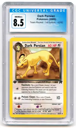 CGC 8.5 NM/MINT+ Dark Persian Team Rocket 1st Edition 2000 Pokemon 42/82 -07 - Image 1