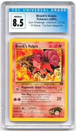 CGC 8.5 NM/MINT+ Brock's Vulpix W Stamped Gym Challenge Promo Pokemon 37/132 -30 - Image 1