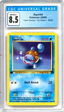 CGC 8.5 NM/MINT+ Squirtle Team Rocket 1st Edition Pokemon 68/82 -09 - Image 1