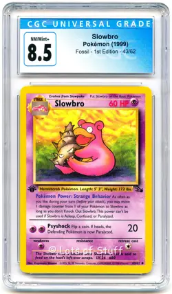 CGC 8.5 NM/MINT+ Slowbro Fossil 1st Edition Uncommon Pokemon WOTC 43/62 -59 - Image 1