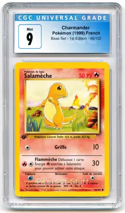 CGC 9 MINT French Charmander Salameche Base 1st Edition 1999 Pokemon 46/102 -45 - Image 1