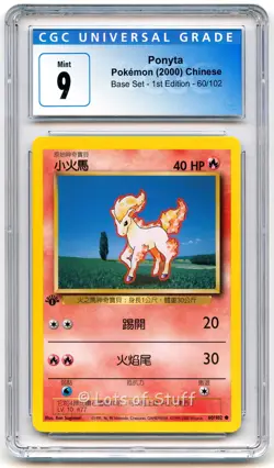 CGC 9 MINT Chinese Ponyta Base Set 1st Edition 2000 Pokemon 60/102 -27 - Image 1