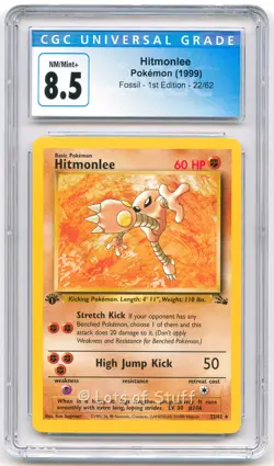 CGC 8.5 NM/MINT+ Hitmonlee Fossil 1st Edition Rare Pokemon Card 1999 22/62 -15 - Image 1