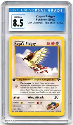 CGC 8.5 NM/MINT+ Koga's Pidgey Gym Challenge 1st Edition Pokemon 49/132 -96 - Image 1