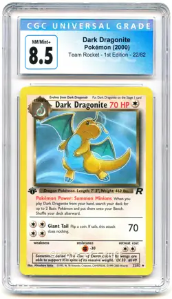 CGC 8.5 NM/MINT+ Dark Dragonite Team Rocket 1st Edition Rare Pokemon 22/82 -12 - Image 1