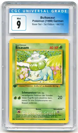 CGC 9 MINT German Bulbasaur / Bisasam Base 1st Edition 1999 Pokemon 44/102 -10 - Image 1
