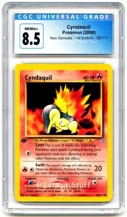 CGC 8.5 NM/MINT+ Cyndaquil Neo Genesis 1st Edition Pokemon 2000 WOTC 56/111 -68 - Image 1