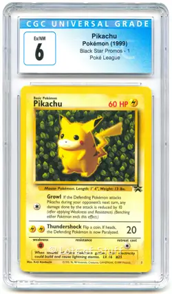 CGC 6 Ex/NM Pikachu Wizards Black Star Promos Poke League 1999 Pokemon 1 -67 - Image 1