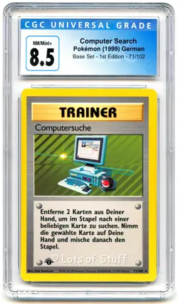CGC 8.5 NM/MINT+ German Computer Search Base Set 1st Edition Pokemon 71/102 -58 - Image 1