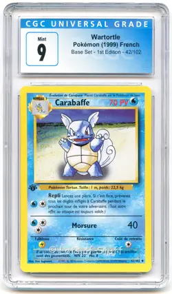CGC 9 MINT French Wartortle/Carabaffe Base 1st Edition 1999 Pokemon 42/102 -01 - Image 1