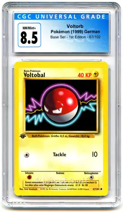 CGC 8.5 NM/MINT+ German Voltorb / Voltobal Base 1st Edition Pokemon 67/102 -37 - Image 1