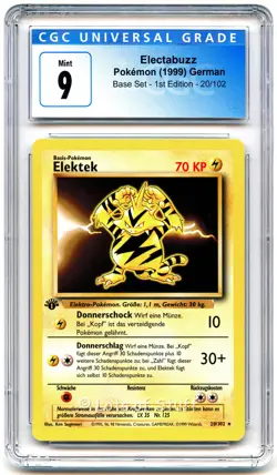 CGC 9 MINT German Electabuzz / Elektek Base Set 1st Edition Pokemon 20/102 -79 - Image 1