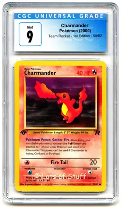 CGC 9 MINT Charmander Team Rocket 1st Edition 2000 Pokemon WOTC 50/82 -08 - Image 1