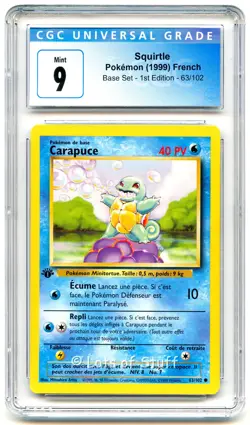 CGC 9 MINT French Squirtle / Carapuce Base 1st Edition 1999 Pokemon 63/102 -02 - Image 1