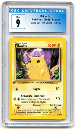 CGC 9 MINT French Pikachu Base Set 1st Edition 1999 Pokemon WOTC 58/102 -83 - Image 1
