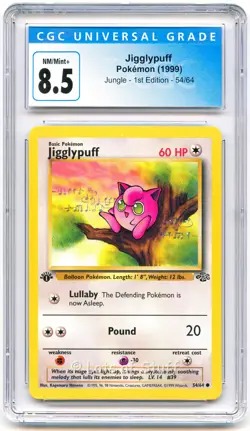 CGC 8.5 NM/MINT+ Jigglypuff Jungle 1st Edition 1999 Pokemon WOTC 54/64 -18 - Image 1