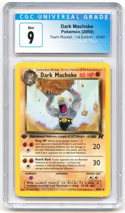 CGC 9 MINT Dark Machoke Team Rocket 1st Edition 2000 Pokemon WOTC 40/82 -05 - Image 1