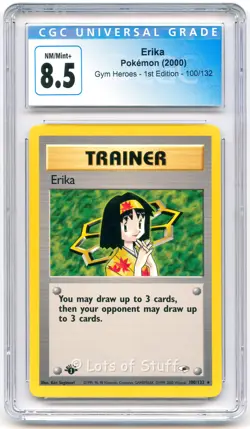 CGC 8.5 NM/MINT+ Erika Gym Heroes 1st Edition Rare 2000 Pokemon 100/132 -63 - Image 1
