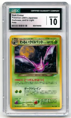 CGC 10 GEM MINT Japanese Dark Crobat Neo Destiny Holo Rare Pokemon 169 -52 Swirl - Image 1