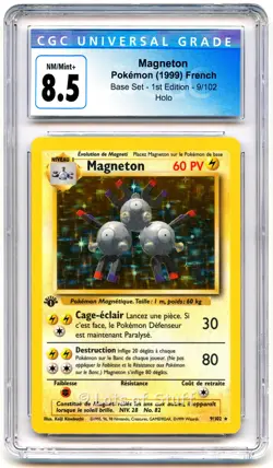 CGC 8.5 NM/MINT+ French Magneton Base 1st Edition Holo Rare Pokemon 9/102 -48 - Image 1