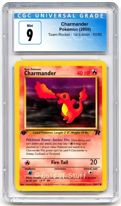 CGC 9 MINT Charmander Team Rocket 1st Edition 2000 Pokemon WOTC 50/82 -09 - Image 1