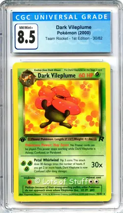 CGC 8.5 NM/MINT+ Dark Vileplume Team Rocket 1st Edition Pokemon 2000 30/82 -79 - Image 1