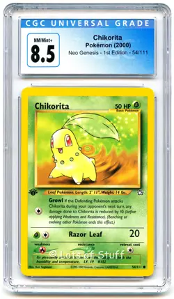 CGC 8.5 NM/MINT+ Chikorita Neo Genesis 1st Edition 2000 Pokemon 54 /111 -58 - Image 1