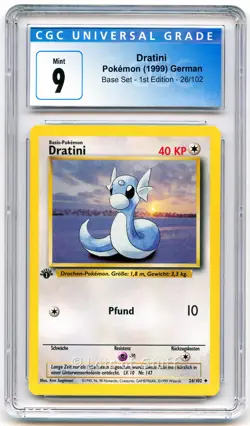 CGC 9 MINT German Dratini Base Set 1st Edition Uncommon 1999 Pokemon 26/102 -70 - Image 1