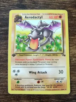 Pokemon Fossil 1st Edition Aerodactyl 16/62 Non Holo Rare MP - Image 1