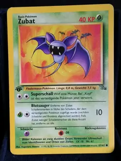 Pokemon TCG Zubat 57/62 Fossil Set 1st Edition Deutsch Near Mint - Image 1