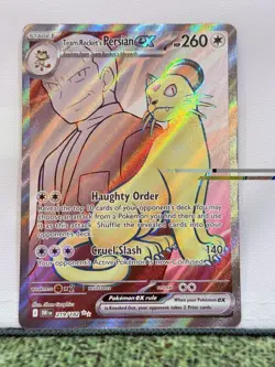 Team Rockets Persian EX Full Art 219/182 Destined Rivals Nm Pokemon - Image 1