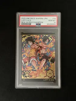 PSA10 One Piece Wafers Card Japanese Luffy & Ace Rare New World Champion 2020 JP - Image 1