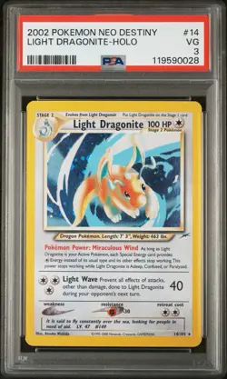 PSA 3 2002 Pokemon Neo Destiny #14 Light Dragonite Holo - Image 1