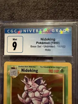 CGC 9 MINT Nidoking 11/102 Holo 1999 Pokemon Base Set - Image 2
