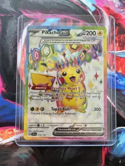 Pokemon TCG Pikachu EX 219/191 Sv08 Surging Sparks Ultra Rare Holo - Image 1