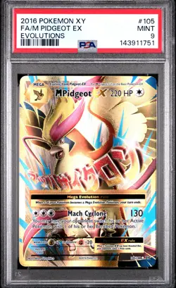 2016 POKEMON XY EVOLUTIONS #105 FA/M PIDGEOT EX PSA 9 - Image 1